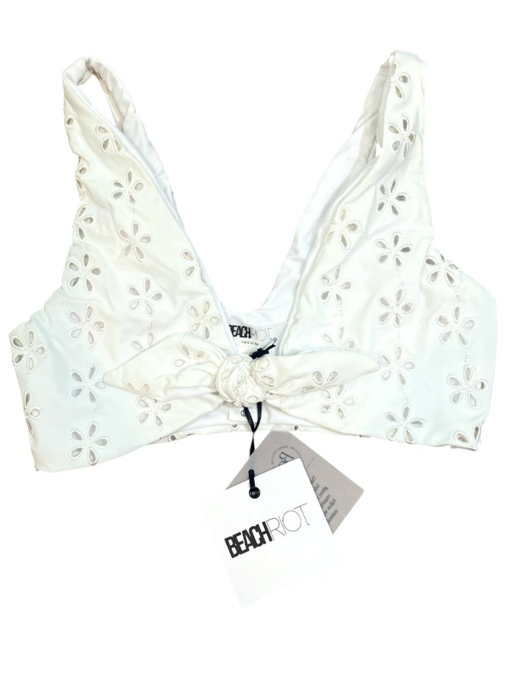 Beach Riot Dallas Bikini Top Magnolia White Eyelet Small New $128